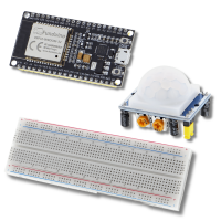Funduino ESP32, motion detector HC-SR501, 830P breadboard Funduino ESP32, motion detector HC-SR501, 830P breadboard