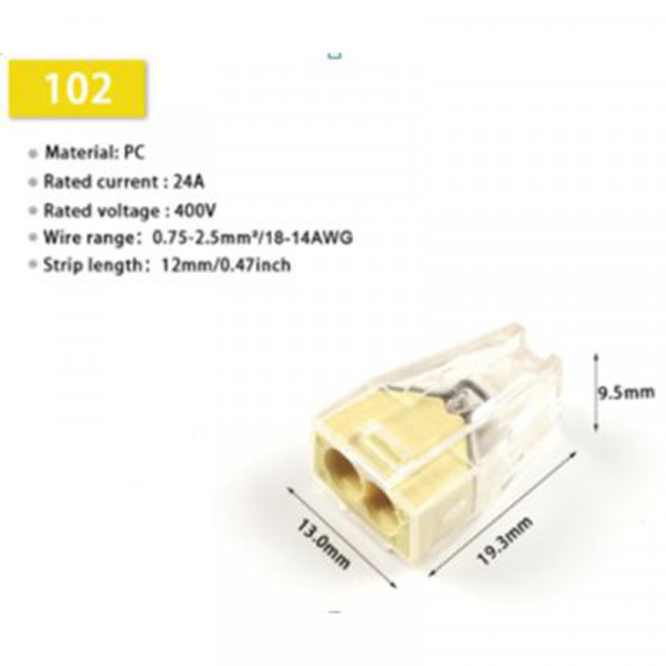 20 unid. Terminal de conexión 24A/400V, 18-14AWG (0,75-2,5mm²) - PCT102-PCT108
